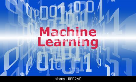 Digital technology machine learning vector conception, binary code stream graphic Stock Vector