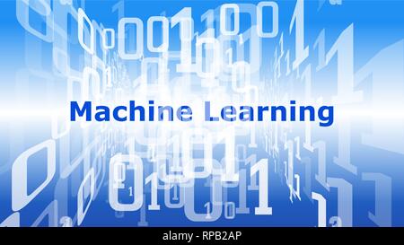 Machine learning vector background illustration, digital data cyber security Stock Vector