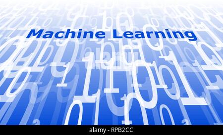 Computer software machine learning algorithms symbol, cyber space abstraction numbers Stock Vector