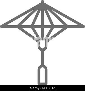 Japanese sun umbrella line icon. Isolated on white background Stock Vector
