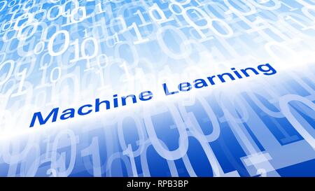 Machine learning big data analytics, binary computer digits Stock Vector