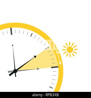summer time change for daylight saving with sun on white background vector illustration EPS10 Stock Vector