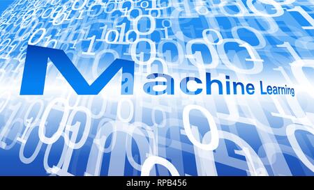 Vector machine learning abstract background, computer binary code Stock Vector