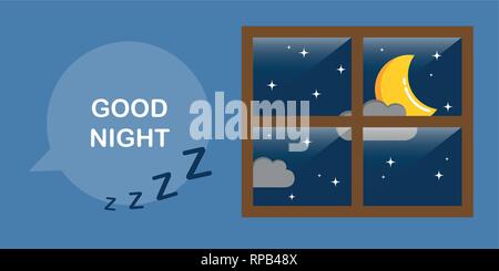 good night moon in the sky vector illustration EPS10 Stock Vector