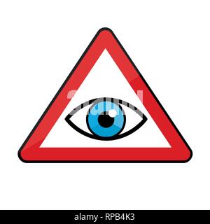 blue eye in a warning sign icon vector illustration EPS10 Stock Vector
