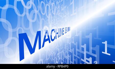 Big data machine learning vector concept, computer binary code Stock Vector