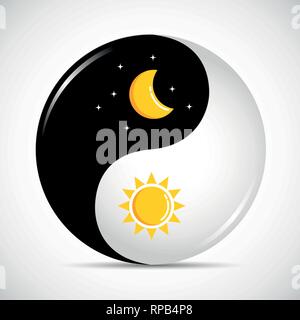 sun and moon yin and yang day and night harmony vector illustration EPS10 Stock Vector
