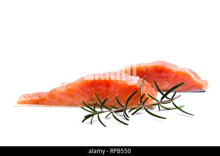 Salmon fish meat isolated on white background Stock Photo