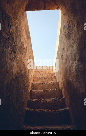 Ancient stairs to the sky, color toning applied. Stock Photo