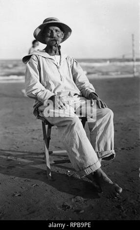 senior lifeguard on the beach, Lido di Venezia 1910-20 Stock Photo