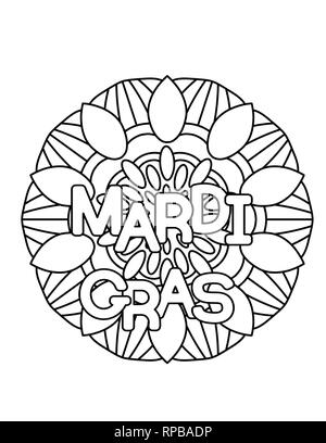 Mardi Gras or Shrove Tuesday. Coloring page for adult coloring book. Stock Vector