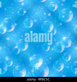 Bubbles seamless on blue Stock Vector