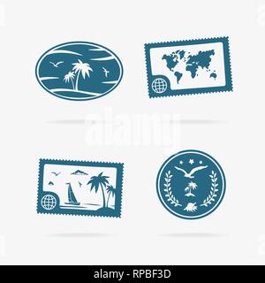 Vector Illustration Set of Tropical Vacation Icons Stock Vector