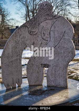 Dejeuner sur L'Herbe, a sculpture group by Pablo Picasso, sculpted by Carl Nesjar, Moderna Museet, Skeppsholmen, Stockholm, Sweden, Scandinavia Stock Photo