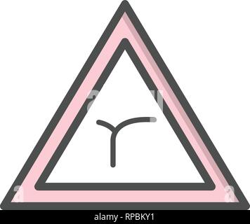Vector Junction of bend ahead Road Sign Icon Stock Vector
