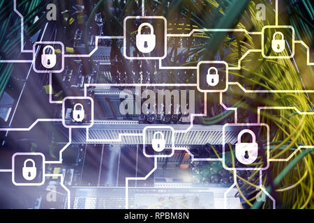 Blochain information encryption. Cyber security, crypto currency. Stock Photo