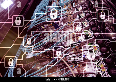 Blochain information encryption. Cyber security, crypto currency. Stock Photo