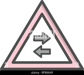 Vector Two-way traffic crosses one-way Road Sign Icon Stock Vector