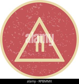 Vector Road narrows on both side Road Sign Icon Stock Vector