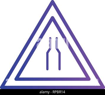 Vector Road narrows on both side Road Sign Icon Stock Vector