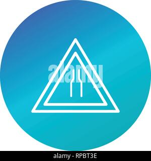 Vector Road narrows on both side Road Sign Icon Stock Vector
