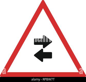 Vector Two-way traffic crosses one-way Road Sign Icon Stock Vector