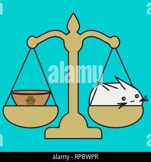 Bunny Libra zodiac sign in cartoon style. Vector illustration on color background. Stock Vector