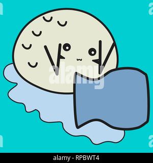 Bunny is a sign of the zodiac Aquarius in a cartoon style. Vector illustration on color background. Stock Vector