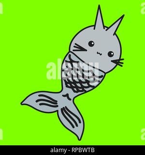 Bunny is the zodiac sign of Pisces in a cartoon style. Vector illustration on color background. Stock Vector