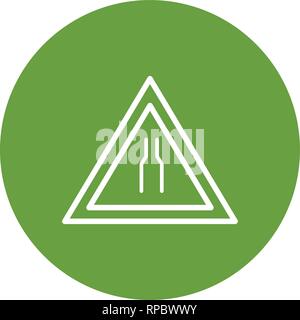 Vector Road narrows on both side Road Sign Icon Stock Vector