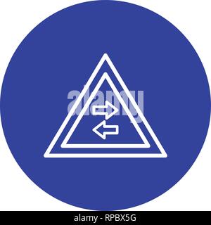 Vector Two-way traffic crosses one-way Road Sign Icon Stock Vector
