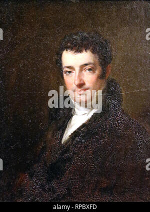 Washington Irving (1783-1859). American writer. Portrait by Charles Robert Leslie (1794-1854). Oil on canvas, 1820. Stock Photo