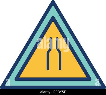Vector Road narrows on both side Road Sign Icon Stock Vector