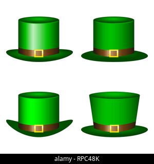 Set of green St. Patrick s Day hats hats Stock Vector