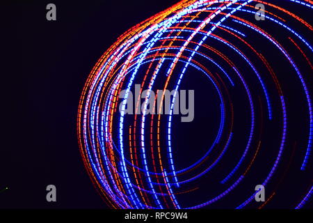 Lightpainting with lights in a fan Stock Photo