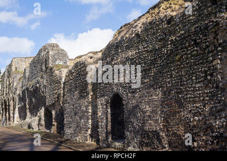 The wall to the ruins of Reading Abbey, Berkshire. Stock Photo