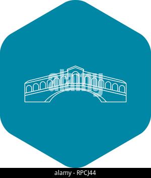 Rialto Bridge in Venice icon, outline style Stock Vector