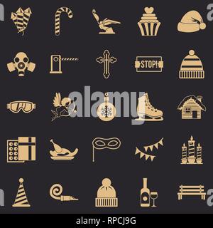 Winter holiday icons set, simple style Stock Vector