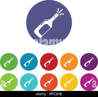 Wedding champagne explosion icons set vector color Stock Vector