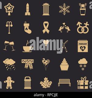 Holiday icons set, simple style Stock Vector