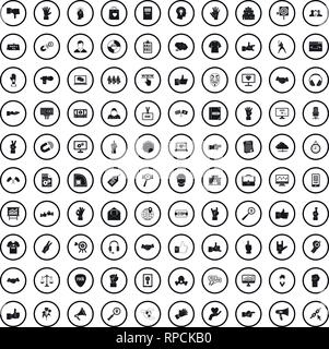 100 different gestures icons set, simple style  Stock Vector