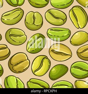 green coffee vector pattern on color background Stock Vector