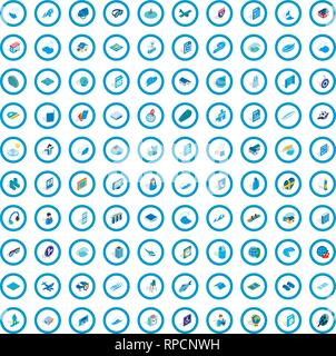 100 blue icons set, isometric 3d style Stock Vector