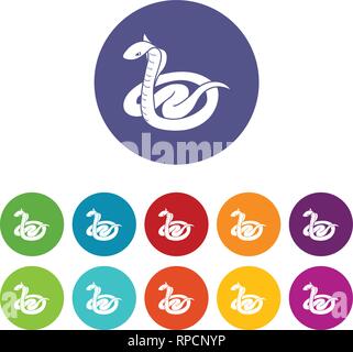 King cobra icons set vector color Stock Vector