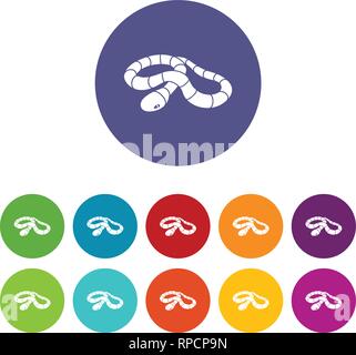 Red milk snake icons set vector color Stock Vector