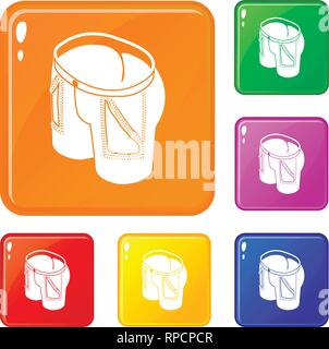 Jeans icons set vector color Stock Vector
