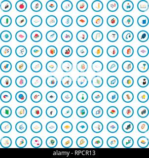 100 booklet icons set, isometric 3d style Stock Vector