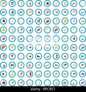 100 border icons set, isometric 3d style Stock Vector