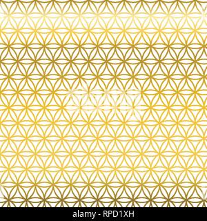 Sacred geometry golden gradient flower of life texture. Geometric pattern. Abstract vector overlapping circle ornament illustration. Stock Vector