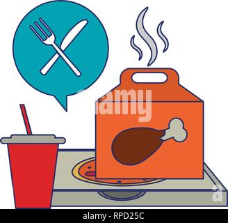 Fast food delivery blue lines Stock Vector